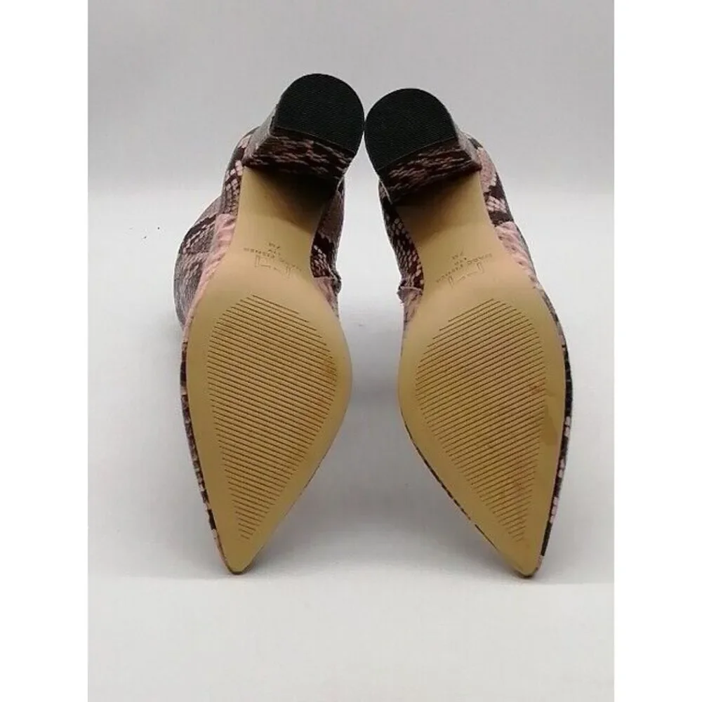 Marc Fisher Boots Womens Mlulan Pink 7 Ankle Shoe Snakeprint‎ Leather Zip NEW